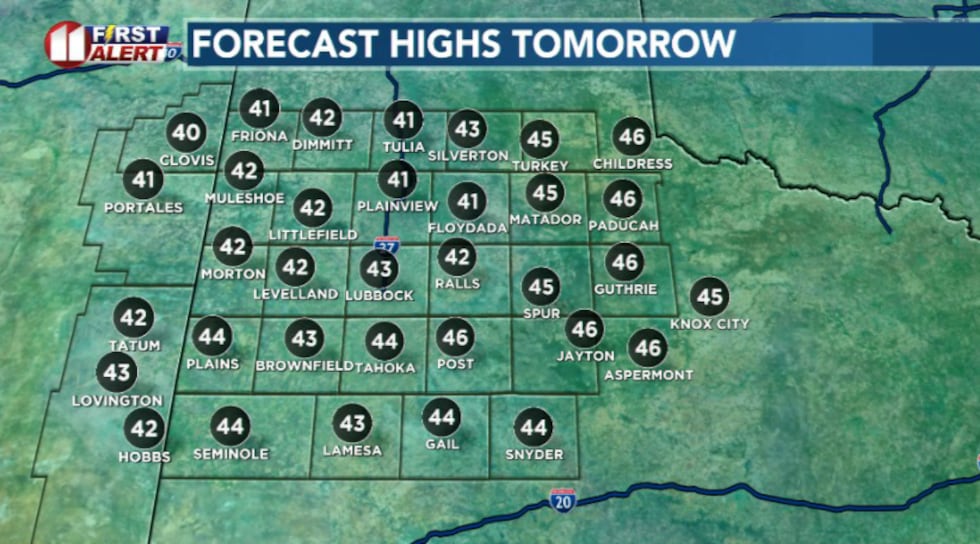 Highs tomorrow will struggle to get out of the 30s.