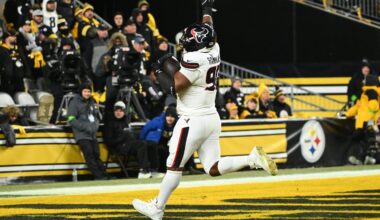 Texans defensive tackle Sheldon Rankins returned an Aaron Rodgers fumble 33 yards for a touchdown in the fourth quarter.