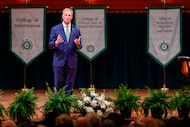 UNT President Harrison Keller gives his State of the University address at the Murchison...