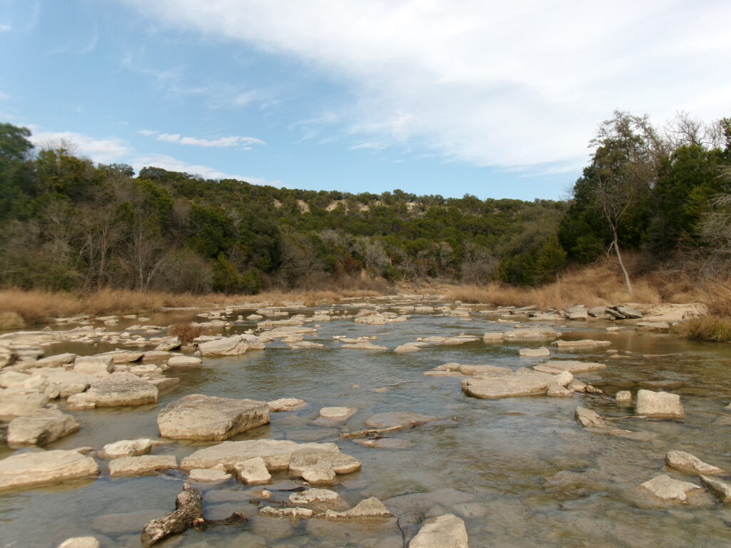 The Paluxy River. Preserved dinosaur tracks were found in its limestone bed. Credit: Arcelia Martin/Inside Climate News