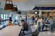 A view of the employee cafe at Charles Schwab headquarters in Westlake, June 26, 2025....