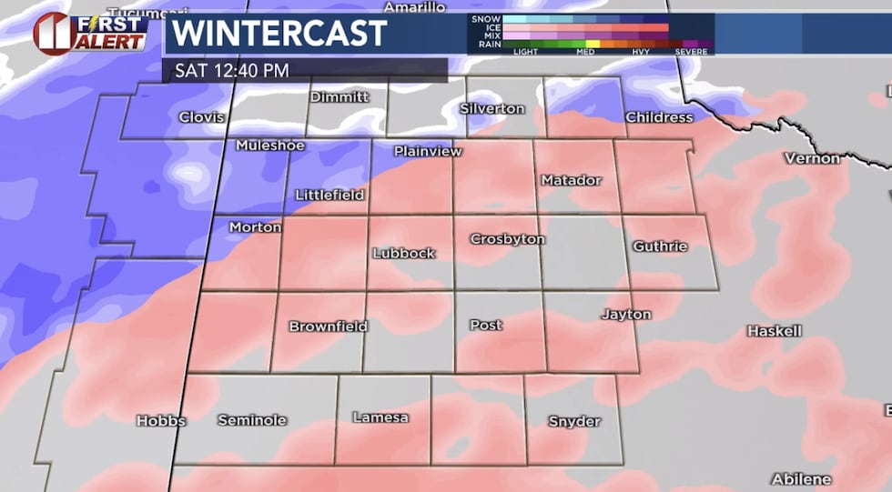 Computer model projection mid-day Saturday