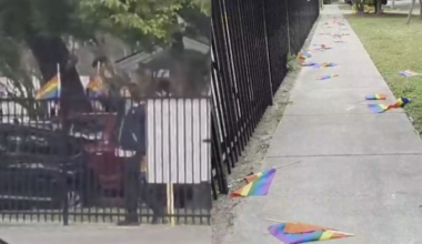 Vandal captured on video breaking Pride flags, throwing them on ground at Houston’s Montrose Center