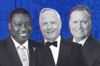 Denton Mayor Gerard Hudspeth and Hillwood's Ross Perot Jr. and Mike Berry