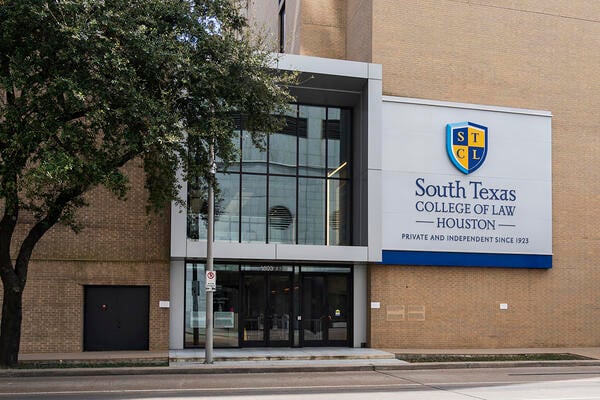 The entrance to South Texas College of Law Houston is shown.