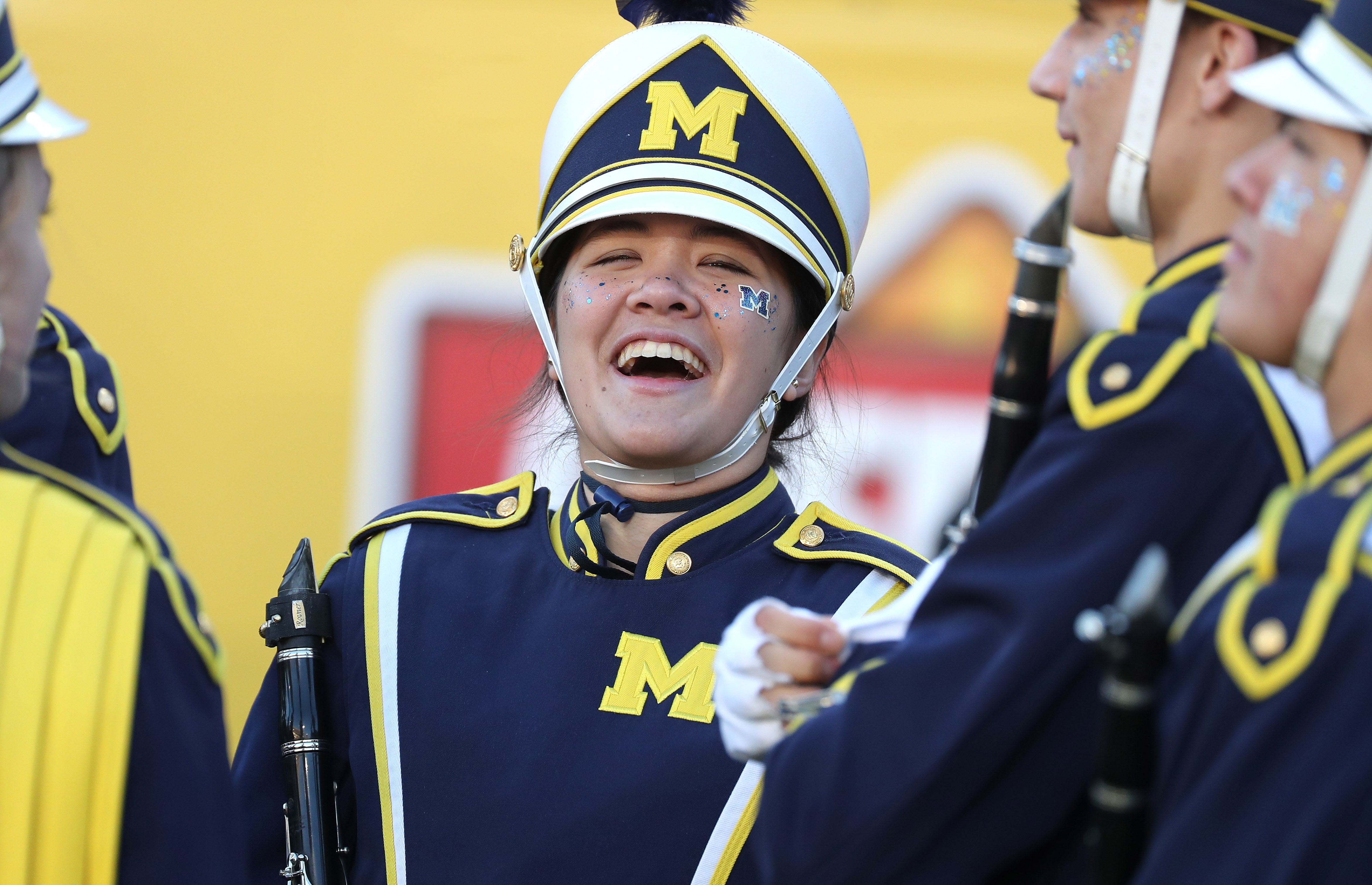 The Michigan band cheers during the Cheez-It Citrus Bowl game...