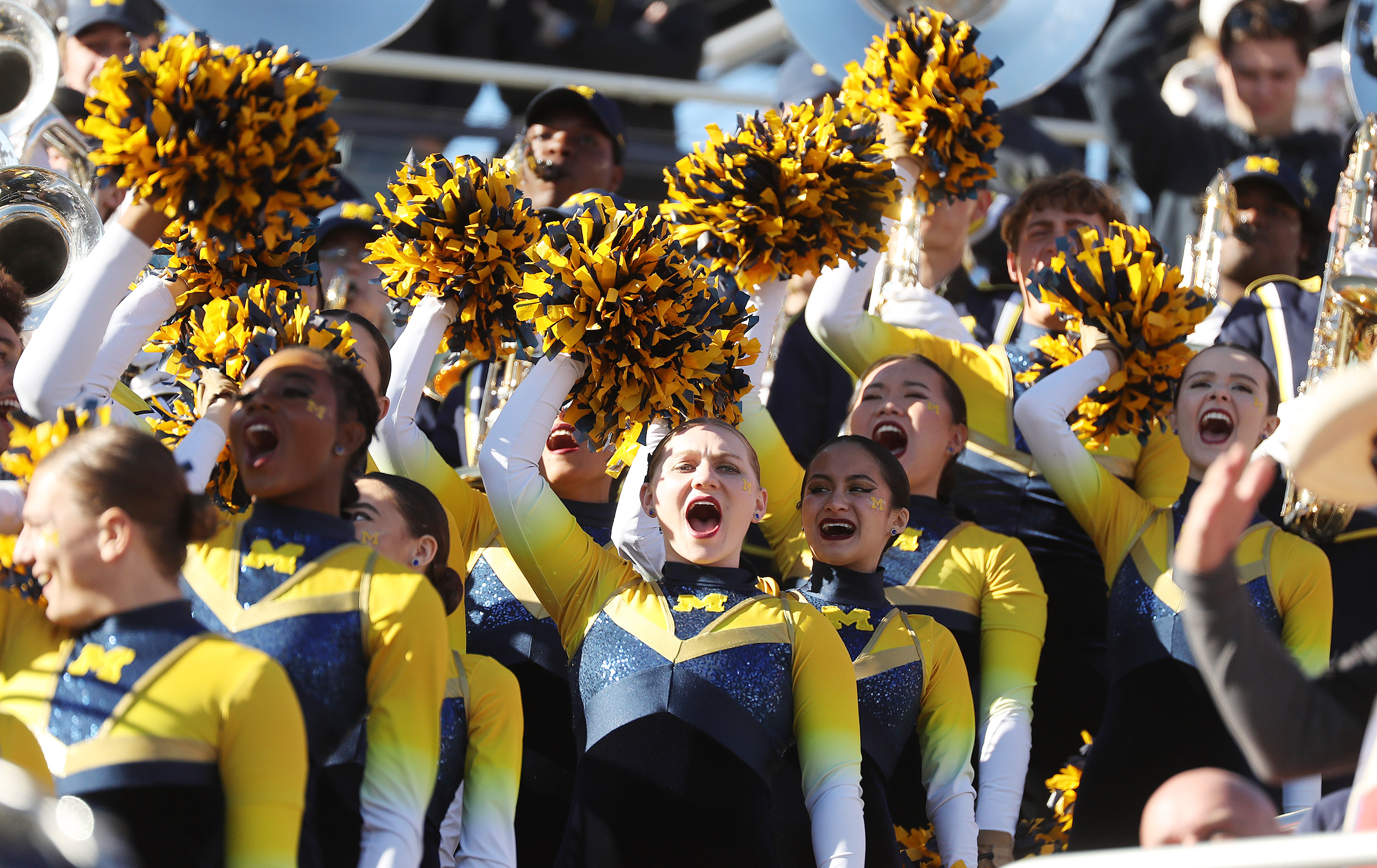 The Michigan band cheers during the Cheez-It Citrus Bowl game...