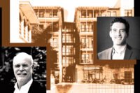 Oxbow CEO Bill Shown and development director Omar Gonzalez with a rendering of the Hemisfair project