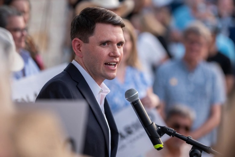 Texas Rep. James Talarico, D-Austin, speaks during a campaign kick-off rally at Centennial Plaza on Sept. 9, 2025.