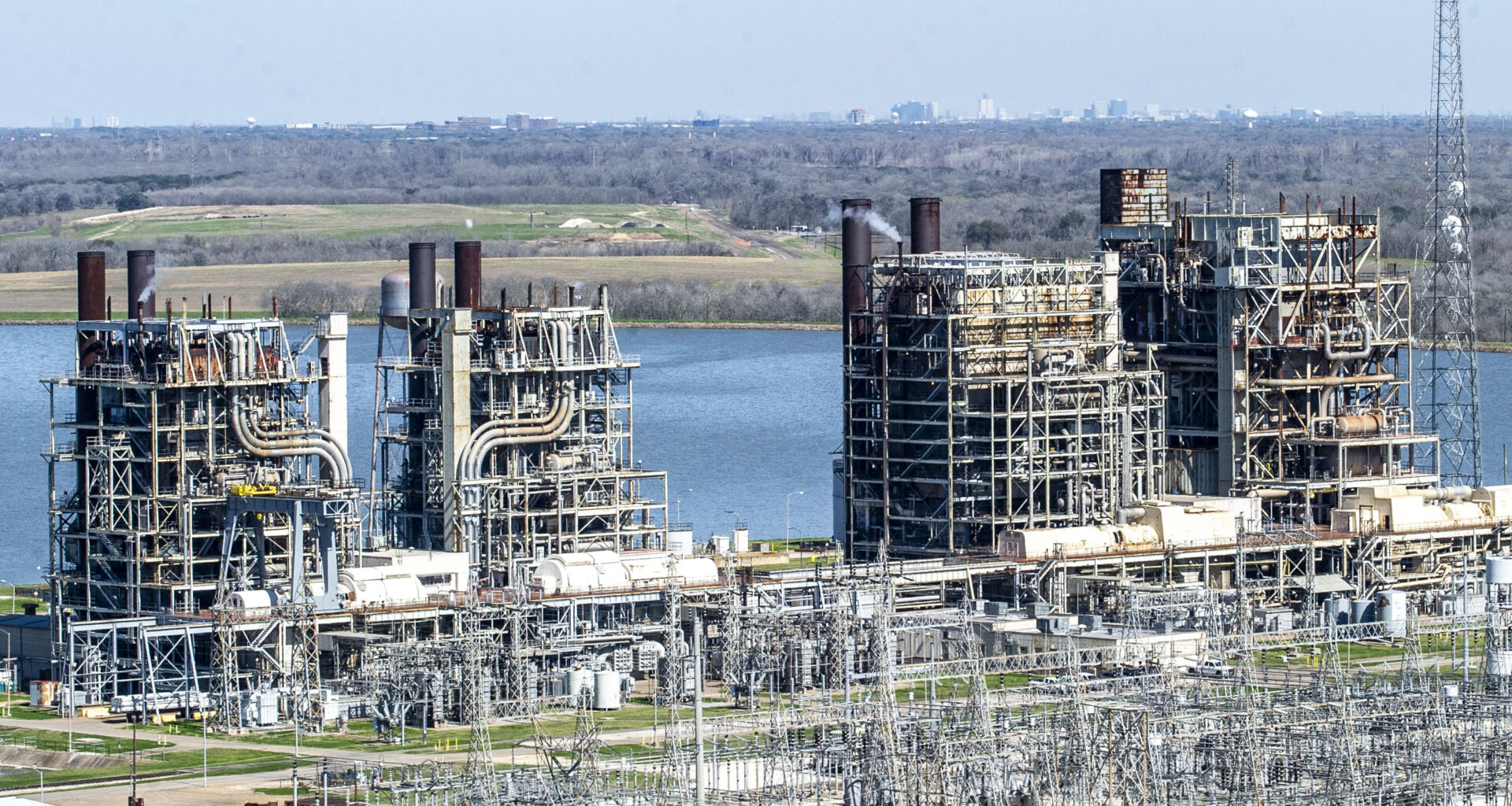 Natural gas power plants at the WA Parish Generating Station in Richmond, Texas. More like this are on the way as Texas becomes the epicenter of America's gas buildout. Credit: Kirk Sides/Houston Chronicle via Getty Images