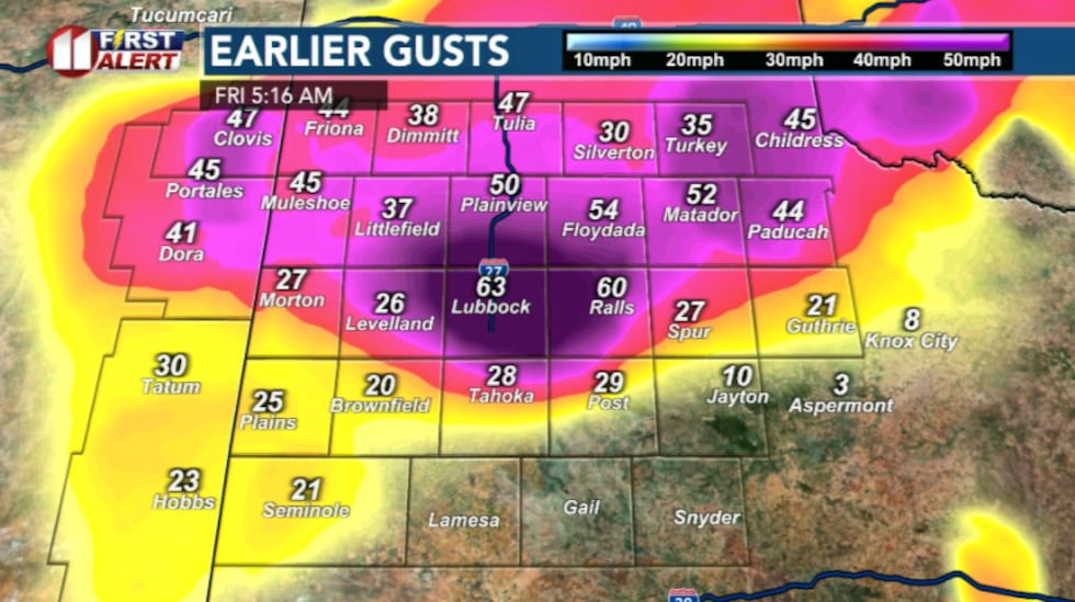 Strong wind gusts captured at 5:16 AM