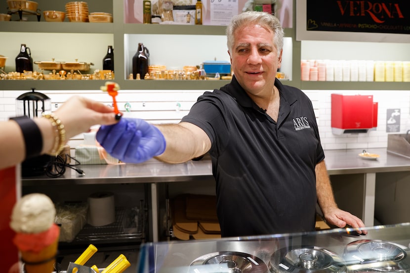 Owner Ari Lowenstein provided a sample of gelato at Ari's Pantry on Wednesday, Nov. 19,...
