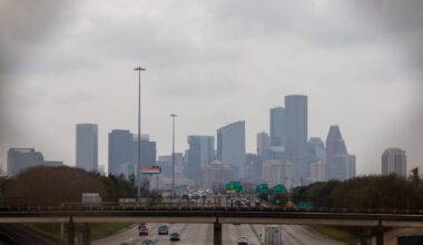 Students of Ross S Sterling High School returning to class after the lockdown ends.