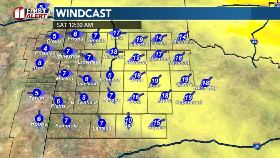 Overnight a cold front sweeps through just after midnight