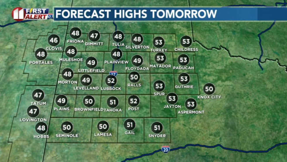 Saturday will be dry but chilly. Highs are expected to reach the 40s and low 50s under mostly...