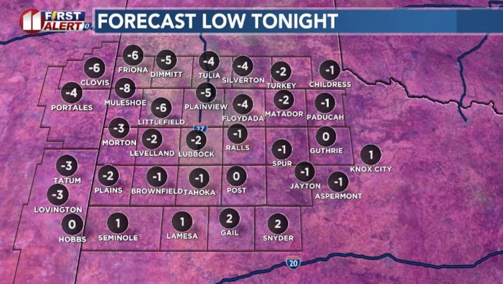 Record snowfall for Lubbock and lows below zero expected over the South Plains.