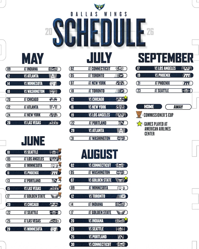 The Dallas Wings' 2026 regular-season schedule.