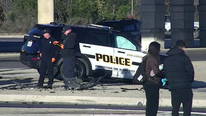 Driver collides with SAPD vehicle; 2 officers hospitalized, police say