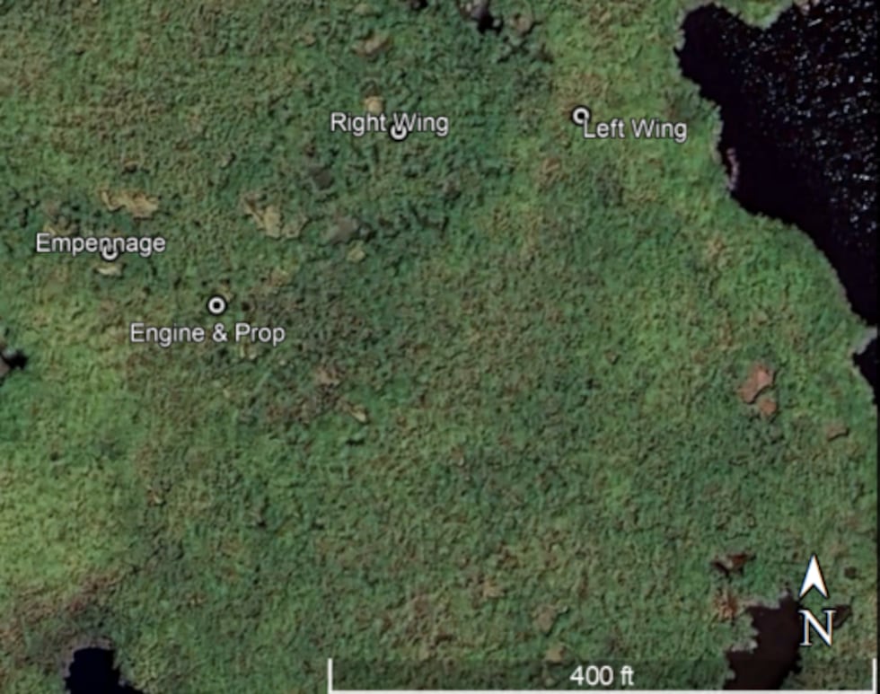 Wreckage site locations.