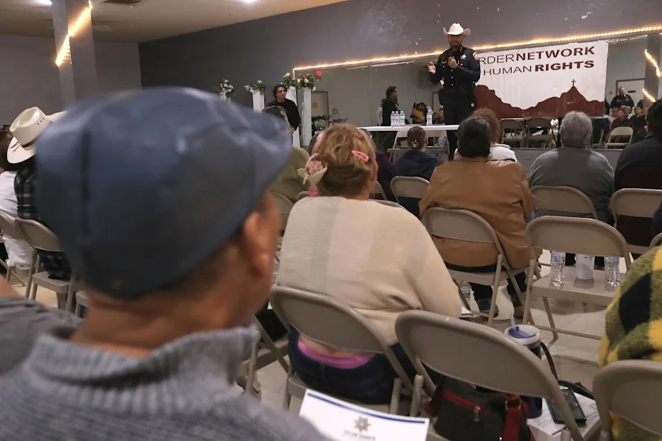 El Paso County Sheriff Oscar Ugarte meets with residents at the Socorro Ramirez Community Center in Sparks in eastern El Paso County on Saturday, Jan. 17, 2026, after Immigration and Customs Enforcement operations left some in the community fearful.