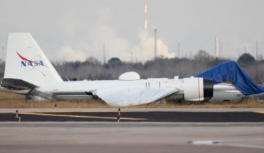 NASA plane makes belly landing at Texas airport, video shows