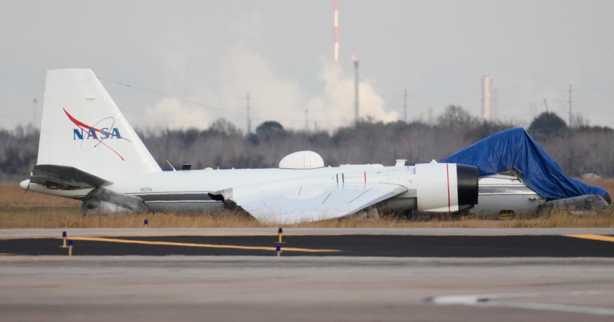 NASA plane makes belly landing at Texas airport, video shows