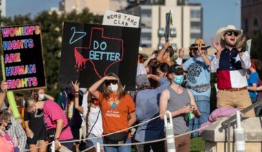 In this Oct. 2, 2021 file photo, people attend the Women's March ATX rally, at the Texas State Capitol in Austin, Texas. (AP Photo/Stephen Spillman, File)