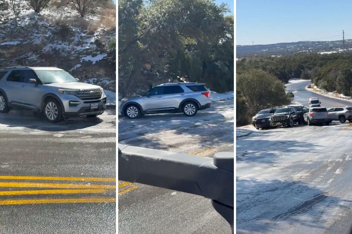 Icy Austin Hill Turns Into Crash Zone as Drivers Slide