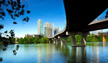 The James D. Pfluger Pedestrian and Bicycle Bridge crosses Lady Bird Lake in downtown Austin, Texas.  The bridge connects the north and south side of the Lady Bird Hike and Bike Trail. (Getty Images)