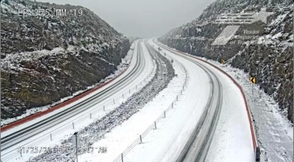 Transmountain Road is closed in both directions. Photo from TxDOT
