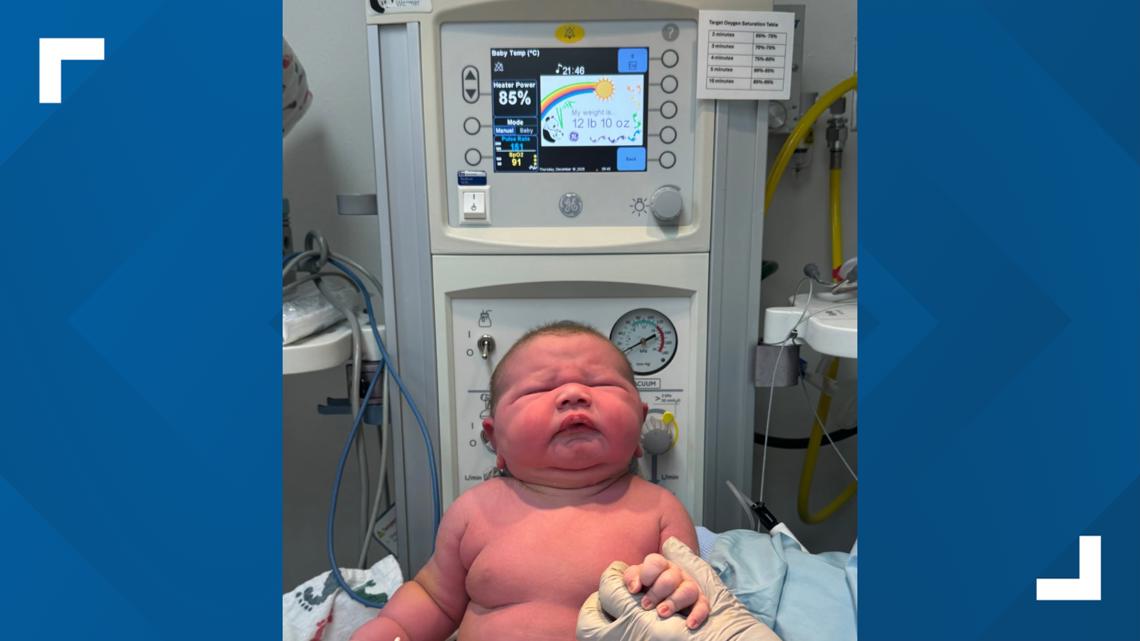 'I was in shock': North Texas mom gives birth to 'huge' baby weighing nearly 13 lbs.