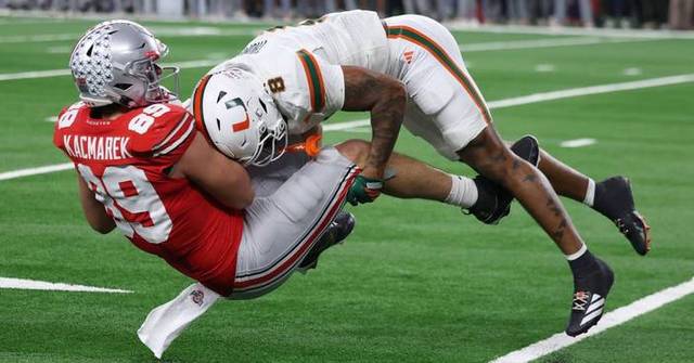Miami beats defending national champ Ohio State 24-14 in the CFP quarterfinal at Cotton Bowl