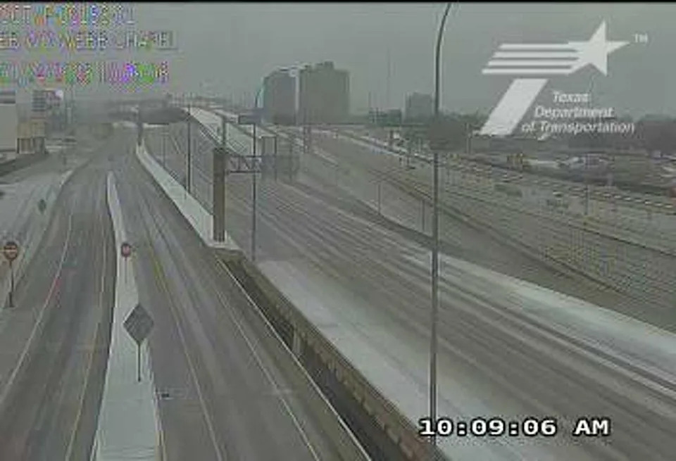 Icy roads in the Dallas area on January 24, 2026, amid the Texas winter and ice storm. (Courtesy of TxDOT)