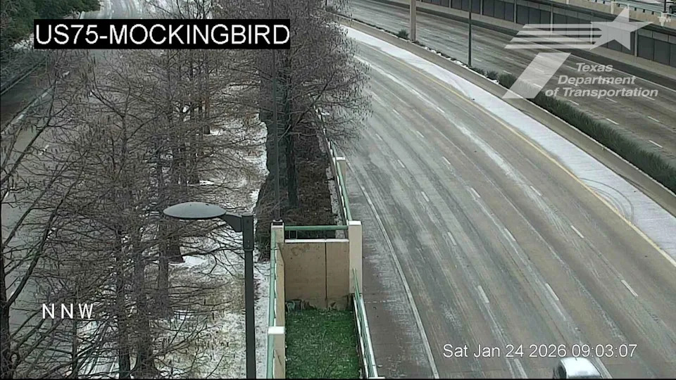 Icy roads in the Dallas area on January 24, 2026, amid the Texas winter and ice storm. (Courtesy of TxDOT)