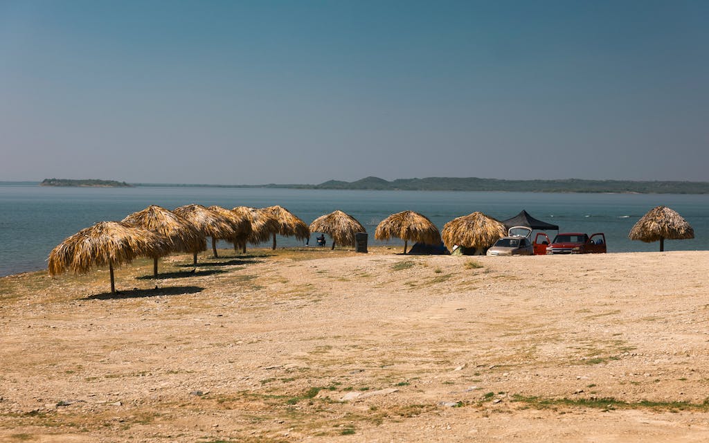 A recreational beach on the shores of El Cuchillo Reservoir south of Monterrey, Nuevo Leon, MX on October 28, 2025.
