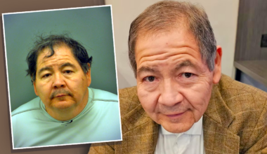 Two pictures of Manuel Joseph Barraza, campaign picture on the right and a 2019 mugshot on the left.