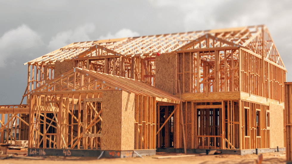 A picture of a house under construction.