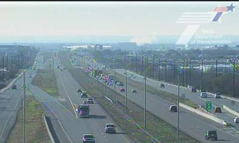 A Southwest Independent School District bus overturned early Tuesday, January 27, in San Antonio, Texas, according to the San Antonio Fire Department. (Courtesy of the Texas Department of Transportation )