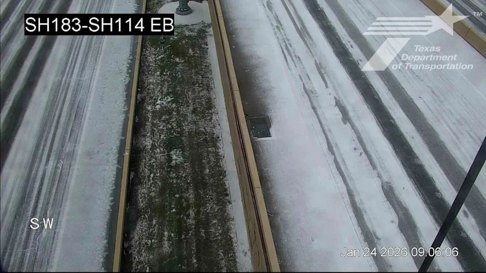Icy roads in the Dallas area on January 24, 2026, amid the Texas winter and ice storm. (Courtesy of TxDOT)