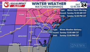 Weather Impact Alert for extreme cold and freezing rain in the Coastal Bend