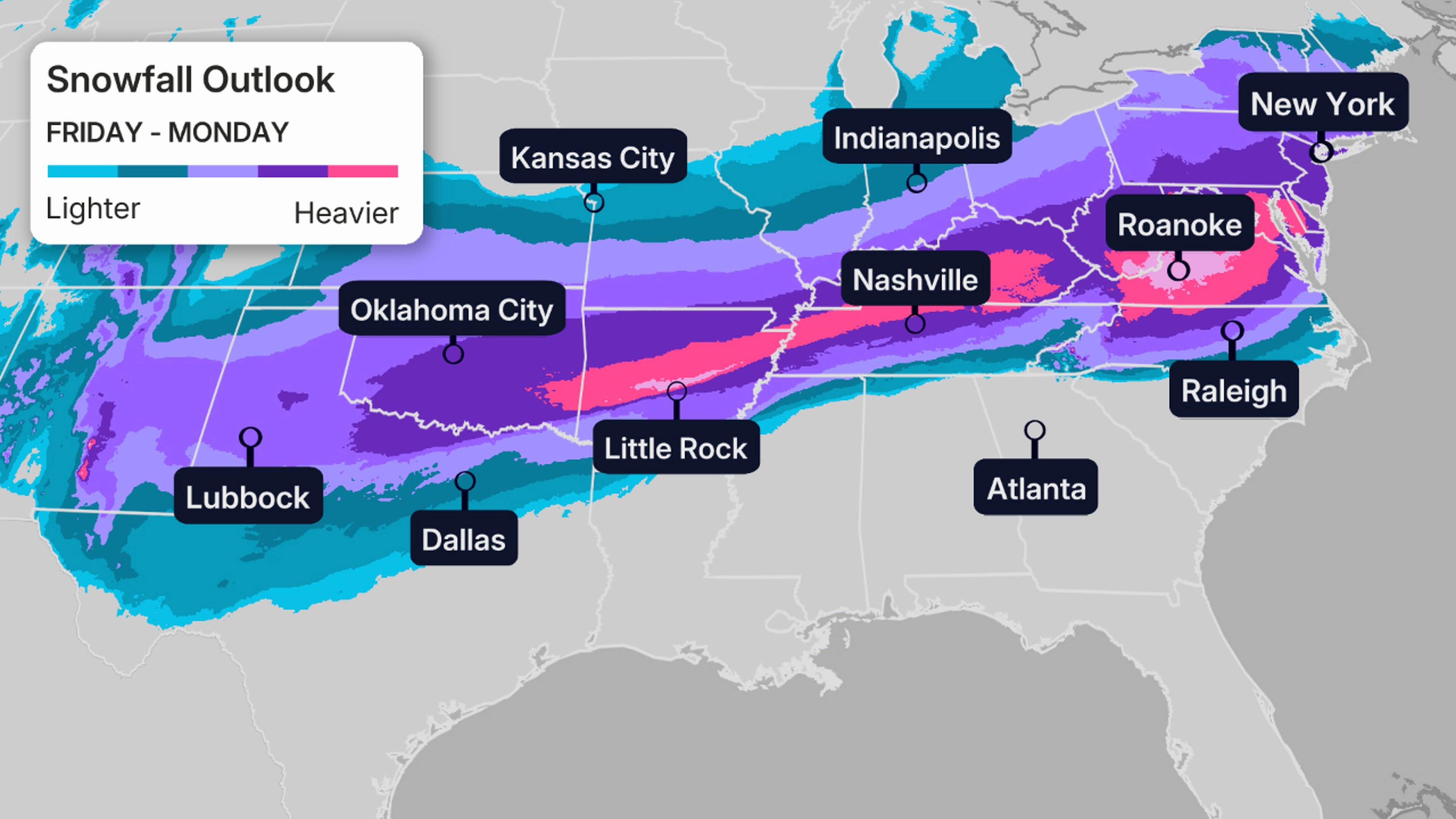 Winter Storm Fern forecast snow ice South Northeast Midwest