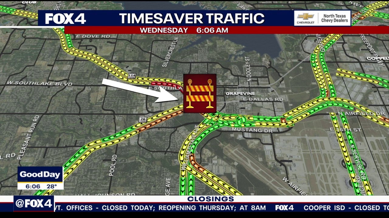 Icy Conditions: State Highway 114 closed in Grapevine