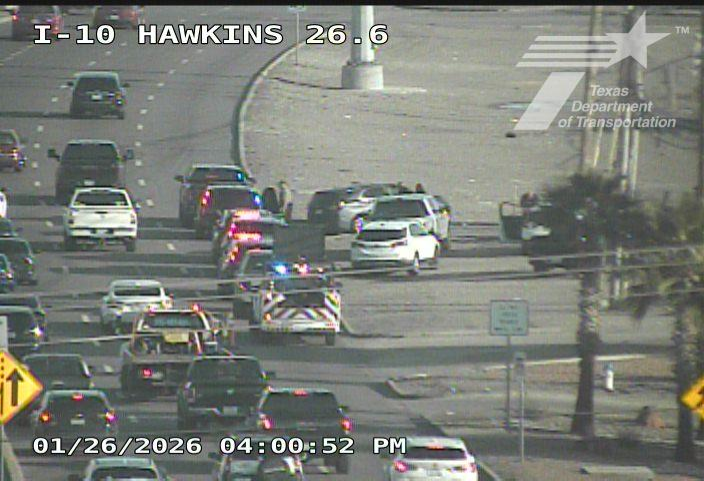 Emergency personnel shut down lane of Gateway East at Hawkins