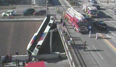 Midtown-area crash pushes Houston METRO bus from overpass onto Highway 288