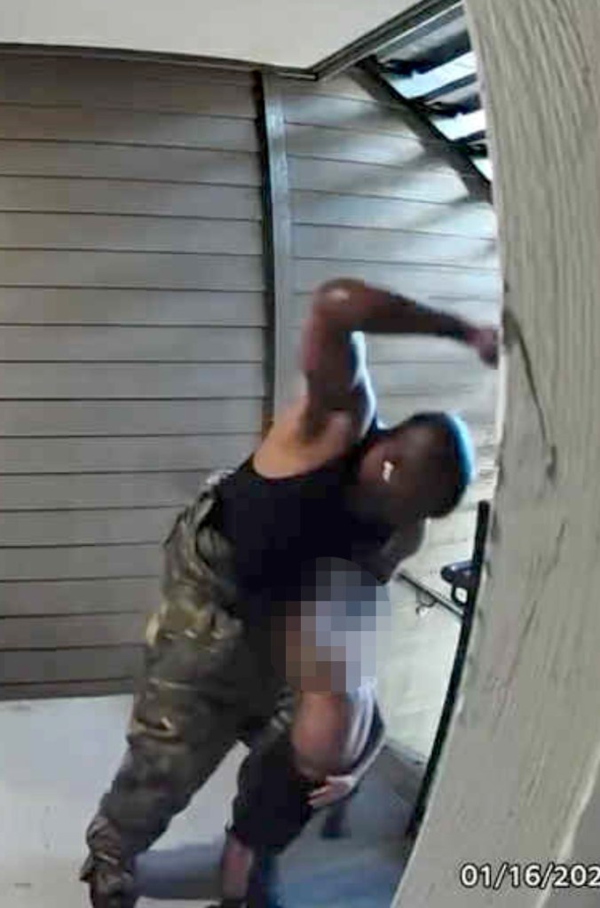 A man punching a child caught on a Ring doorbell camera.