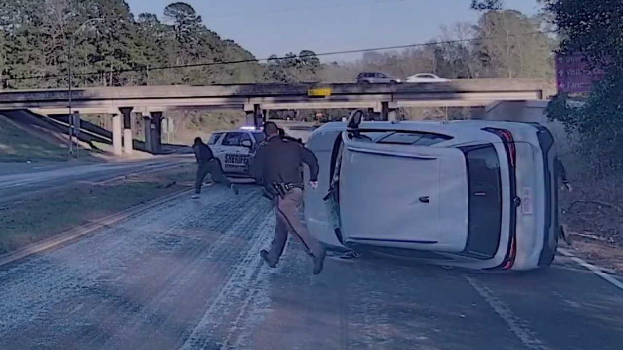 Watch: Car flips during chase with Texas officials