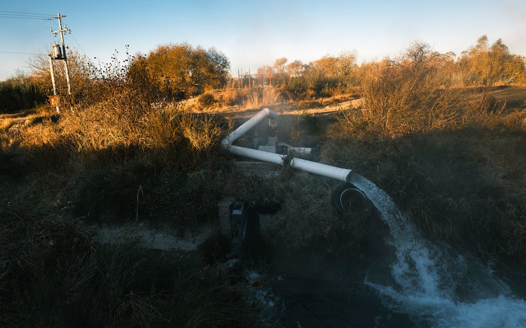 Water is pumped from the Rio Conchos to a canal system in Julimes, Chihuahua, MX on December 7, 2025.