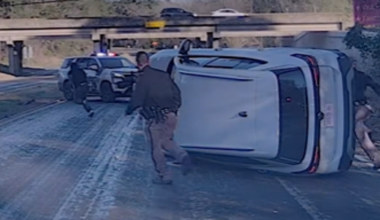 Texas police chase ends with flipped car