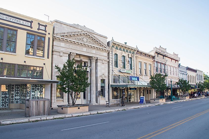 Historic buildings in the town of Georgetown, Texas.