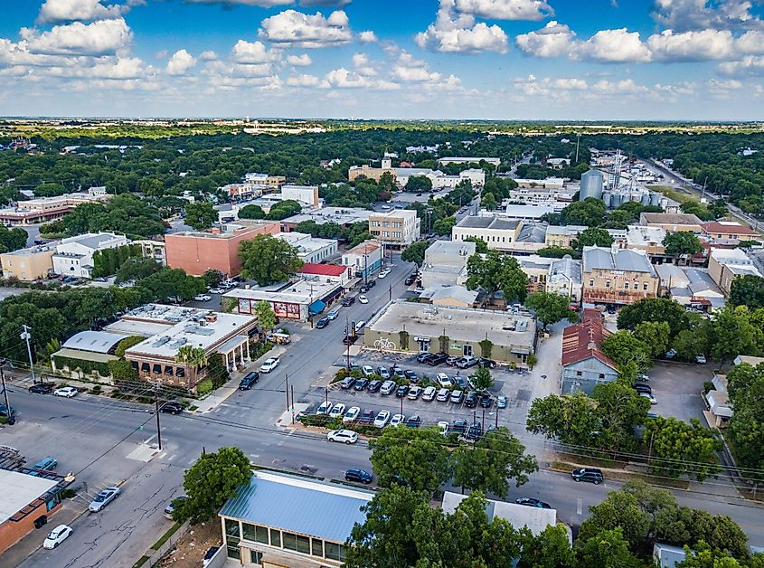 Aerial view of New Braunfels, Texas.